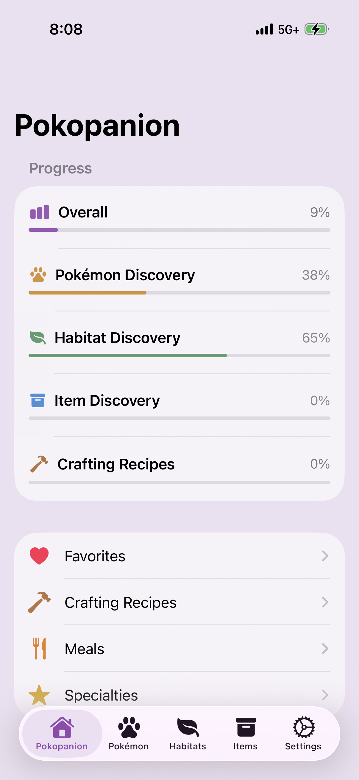 Progress tracking screenshot